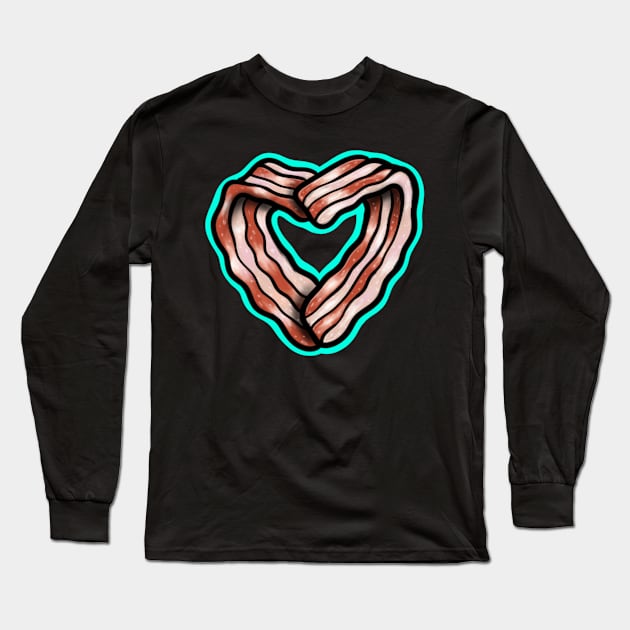 Bacon Heart Long Sleeve T-Shirt by Squatchyink